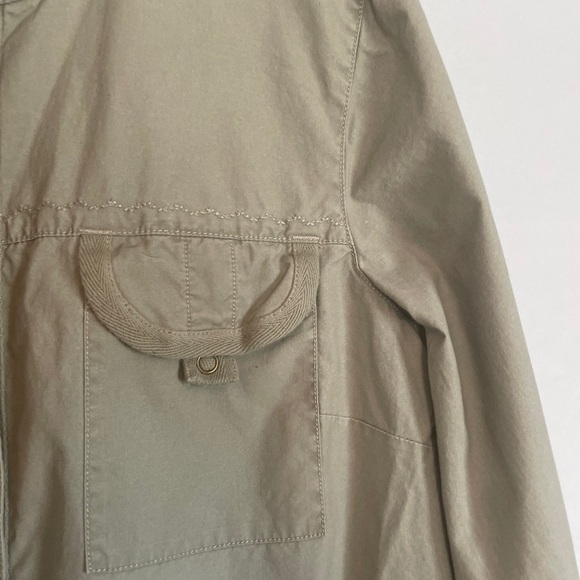Sigrid Olsen Sage Green Utility Cargo Zip Up Drawstring Jacket Size 12 - Picture 8 of 14